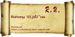 Rohony Uljána névjegykártya
